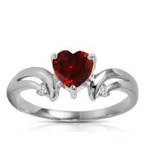 14K. SOLID GOLD RING WITH DIAMONDS & GARNET
